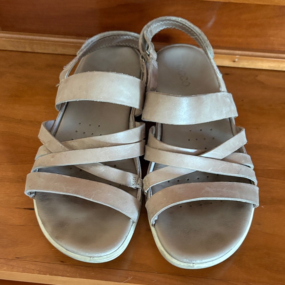 ECCO-Neutral Strappy Comfort Sandals - Taupe